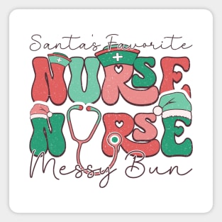 Santa's Favorite Nurse Messy bun Magnet